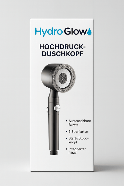 HydroGlow AquaZen™ – Hochdruck - Duschkopf mit Filter & Massage - Bürste - HydroGlow