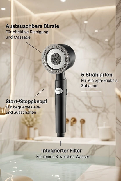 HydroGlow AquaZen™ – Hochdruck - Duschkopf mit Filter & Massage - Bürste - HydroGlow